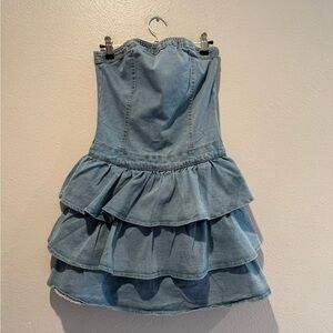 Stylish Blue Denim Dress. PTP 13.5-15”, Length 26”